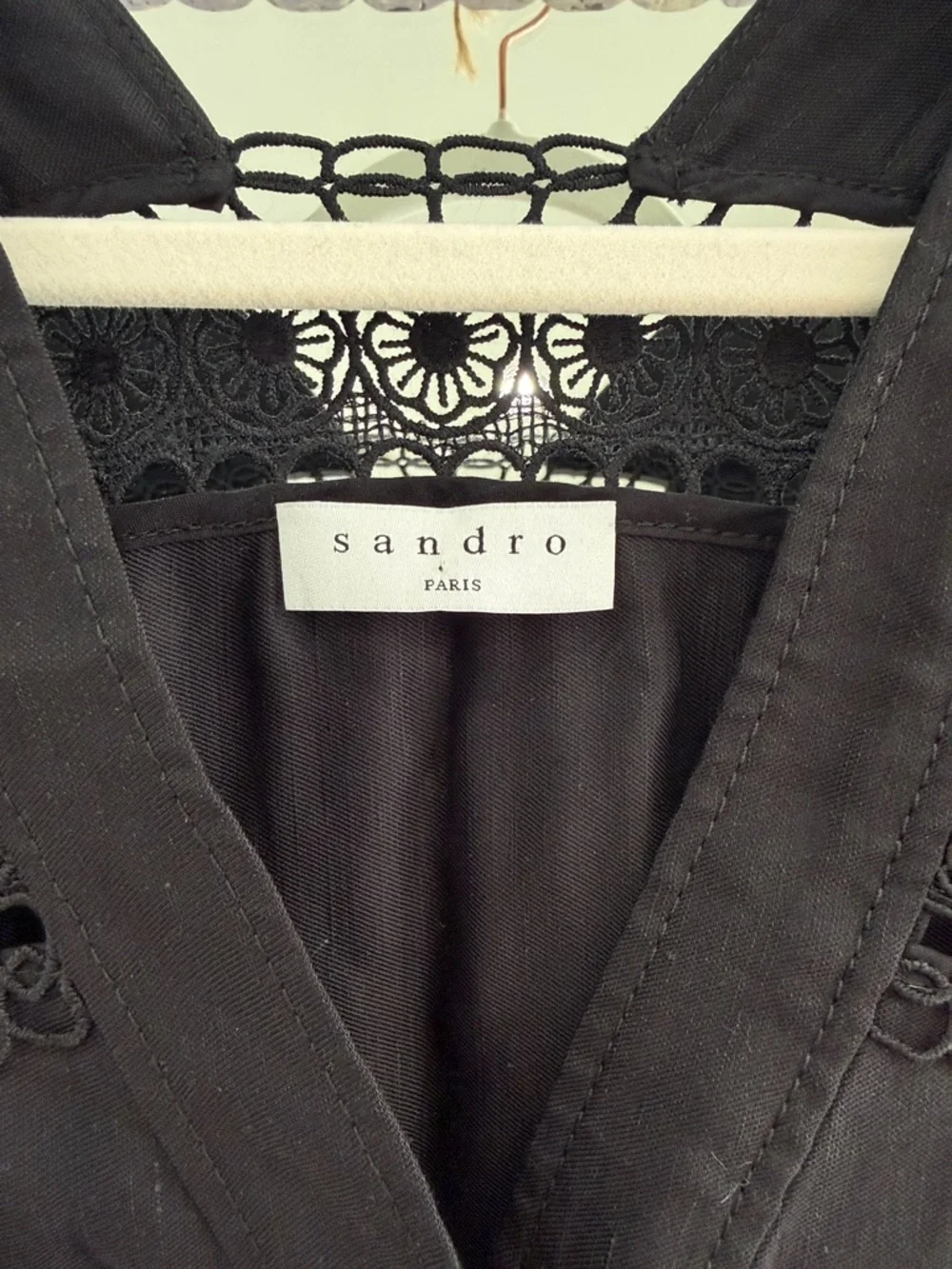 Sandro Black Nayane Linen Romper - Picture 2 of 5